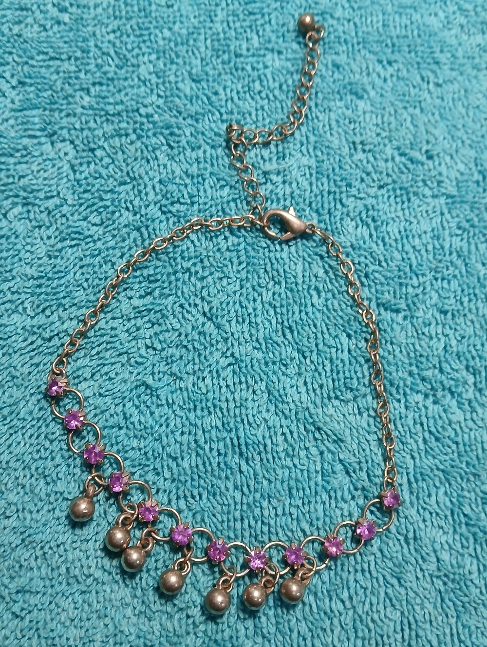 Delicate Gold-Tone Purple Charm Necklace - Women Jewelry
